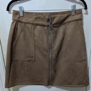 Maurices Tan Suede High Rise Zippered Women's Skirt Size 10